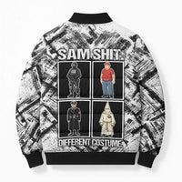 Same Shit Different Costume Bomber Puffer Jacket Monochrome Gritty Texture