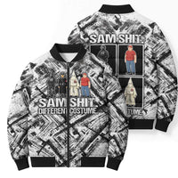 Same Shit Different Costume Bomber Puffer Jacket Monochrome Gritty Texture