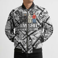 Same Shit Different Costume Bomber Puffer Jacket Monochrome Gritty Texture