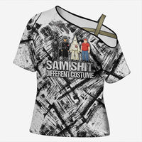 Same Shit Different Costume Cross Shoulder Shirt Monochrome Gritty Texture
