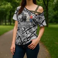 Same Shit Different Costume Cross Shoulder Shirt Monochrome Gritty Texture