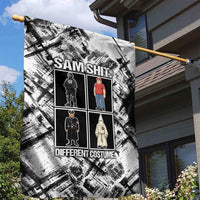 Same Shit Different Costume Garden Flag Monochrome Gritty Texture