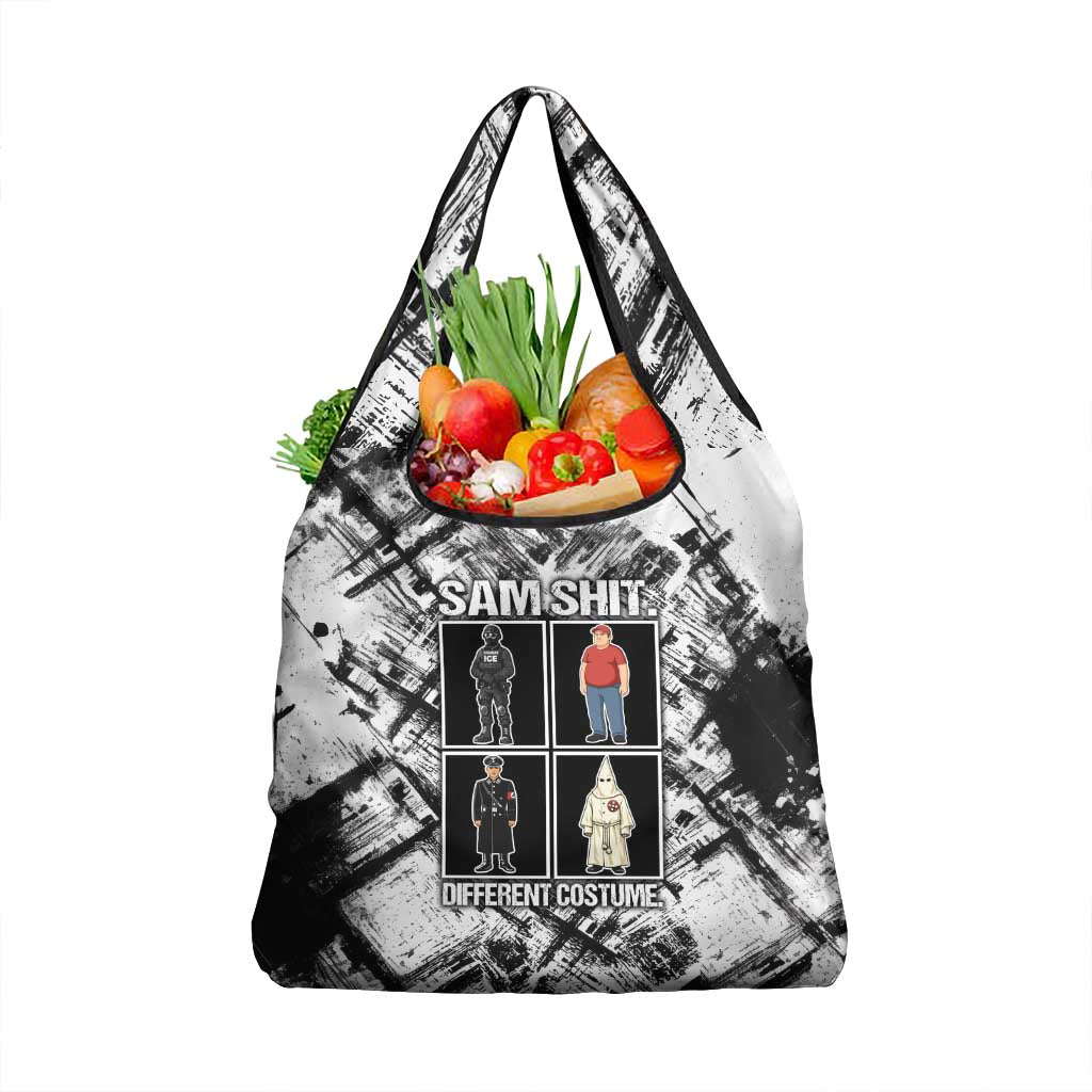 Same Shit Different Costume Grocery Bag Monochrome Gritty Texture