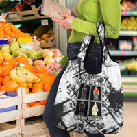 Same Shit Different Costume Grocery Bag Monochrome Gritty Texture