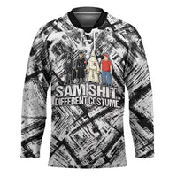 Same Shit Different Costume Hockey Jersey Monochrome Gritty Texture