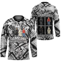 Same Shit Different Costume Hockey Jersey Monochrome Gritty Texture
