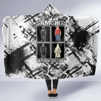 Same Shit Different Costume Hooded Blanket Monochrome Gritty Texture