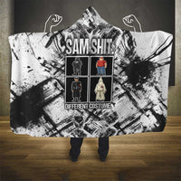 Same Shit Different Costume Hooded Blanket Monochrome Gritty Texture