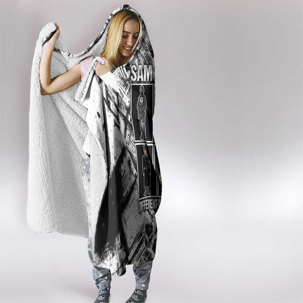 Same Shit Different Costume Hooded Blanket Monochrome Gritty Texture