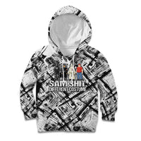 Same Shit Different Costume Kid Hoodie Monochrome Gritty Texture