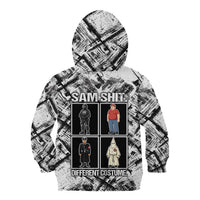 Same Shit Different Costume Kid Hoodie Monochrome Gritty Texture