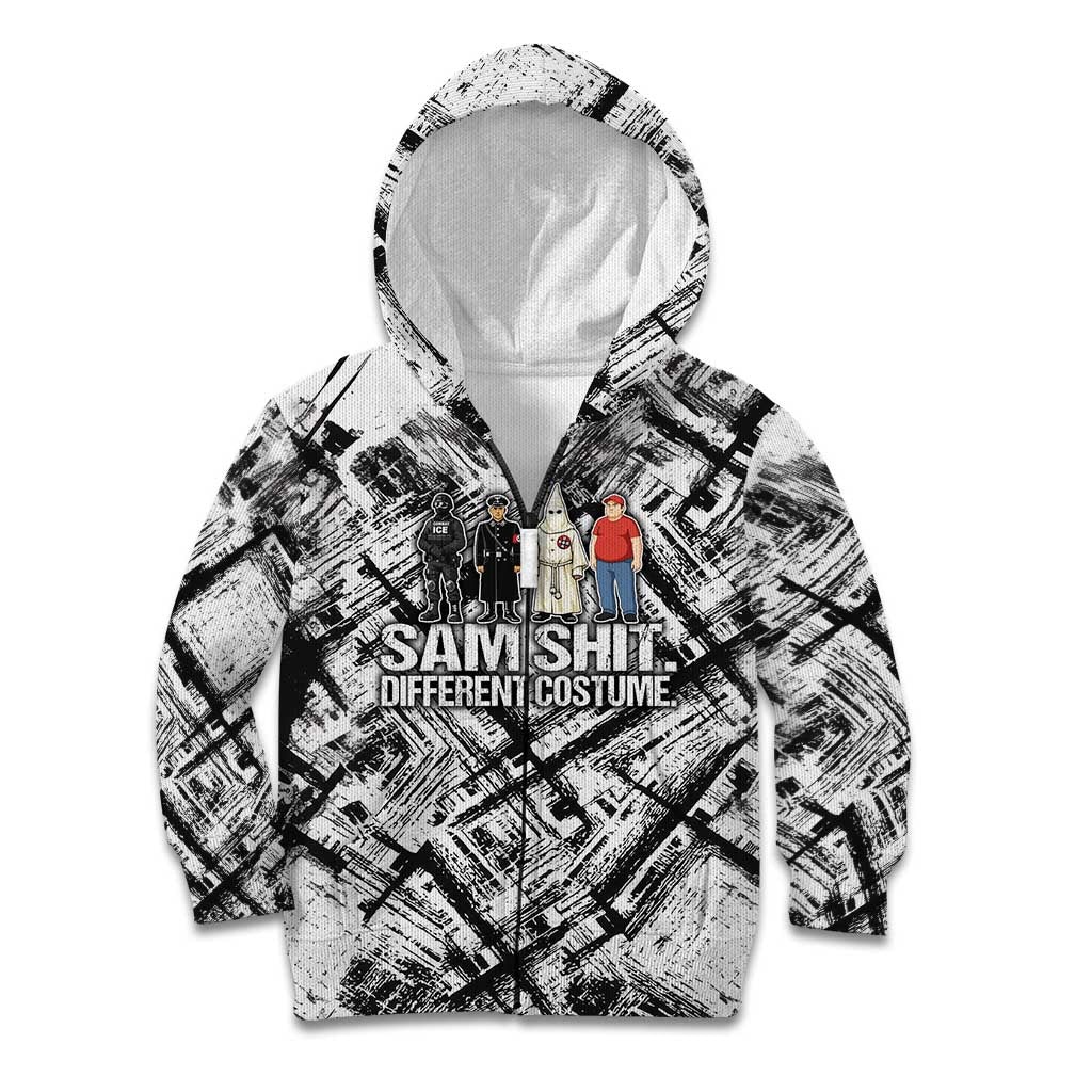 Same Shit Different Costume Kid Hoodie Monochrome Gritty Texture