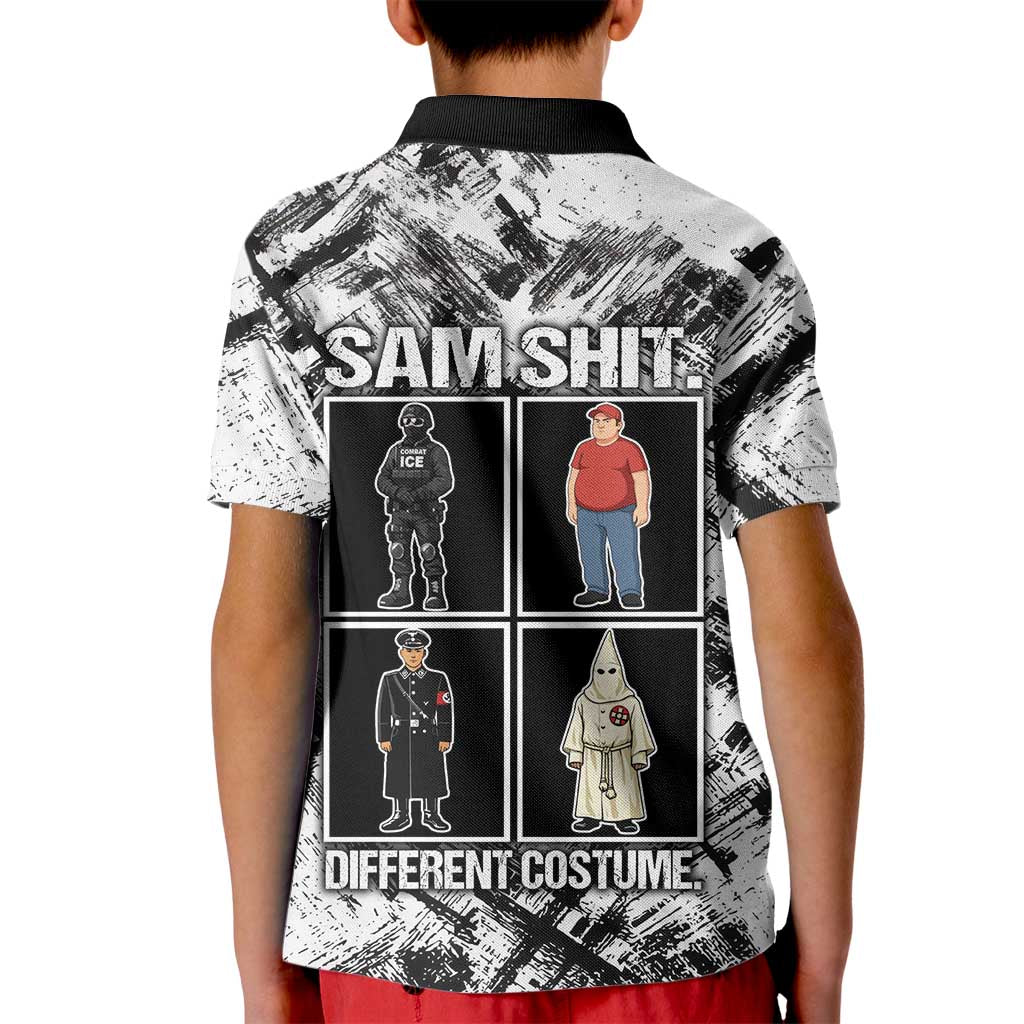 Same Shit Different Costume Kid Polo Shirt Monochrome Gritty Texture