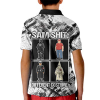 Same Shit Different Costume Kid Polo Shirt Monochrome Gritty Texture