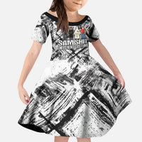 Same Shit Different Costume Kid Short Sleeve Dress Monochrome Gritty Texture