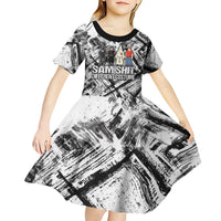 Same Shit Different Costume Kid Short Sleeve Dress Monochrome Gritty Texture