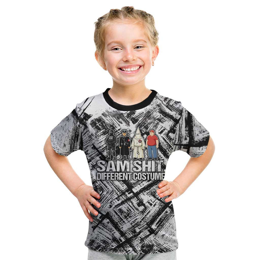 Same Shit Different Costume Kid T Shirt Monochrome Gritty Texture