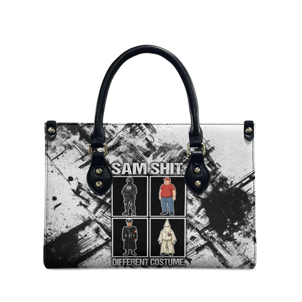 Same Shit Different Costume Leather Bag Monochrome Gritty Texture