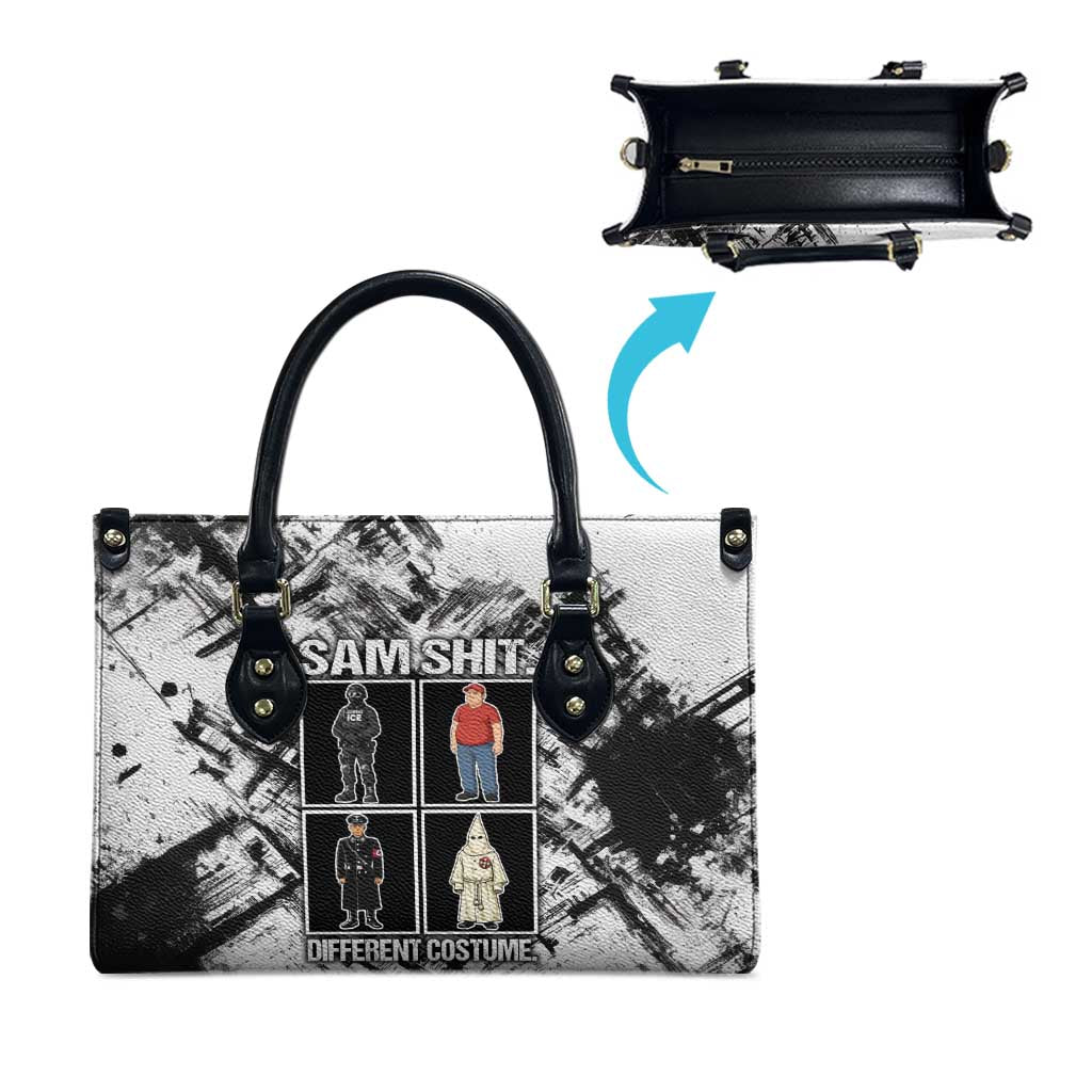 Same Shit Different Costume Leather Bag Monochrome Gritty Texture