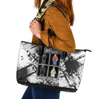 Same Shit Different Costume Leather Tote Bag Monochrome Gritty Texture