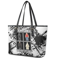 Same Shit Different Costume Leather Tote Bag Monochrome Gritty Texture