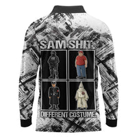 Same Shit Different Costume Long Sleeve Polo Shirt Monochrome Gritty Texture