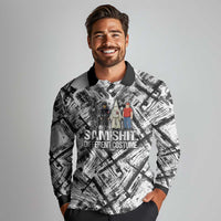 Same Shit Different Costume Long Sleeve Polo Shirt Monochrome Gritty Texture