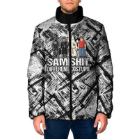 Same Shit Different Costume Padded Jacket Monochrome Gritty Texture