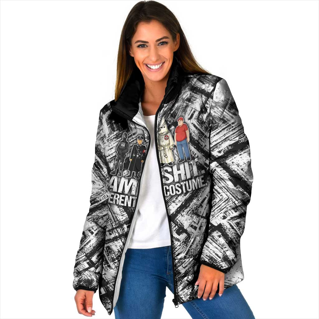 Same Shit Different Costume Padded Jacket Monochrome Gritty Texture