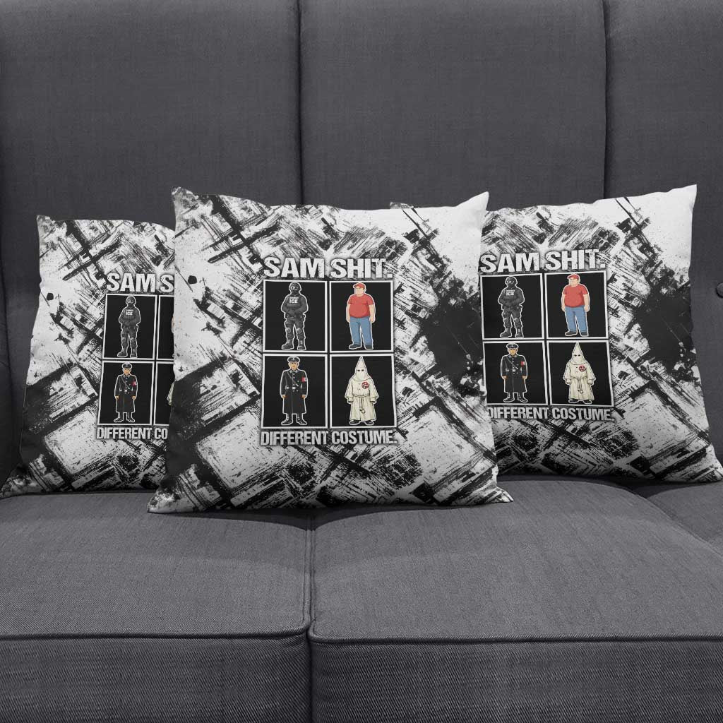 Same Shit Different Costume Pillow Cover Monochrome Gritty Texture