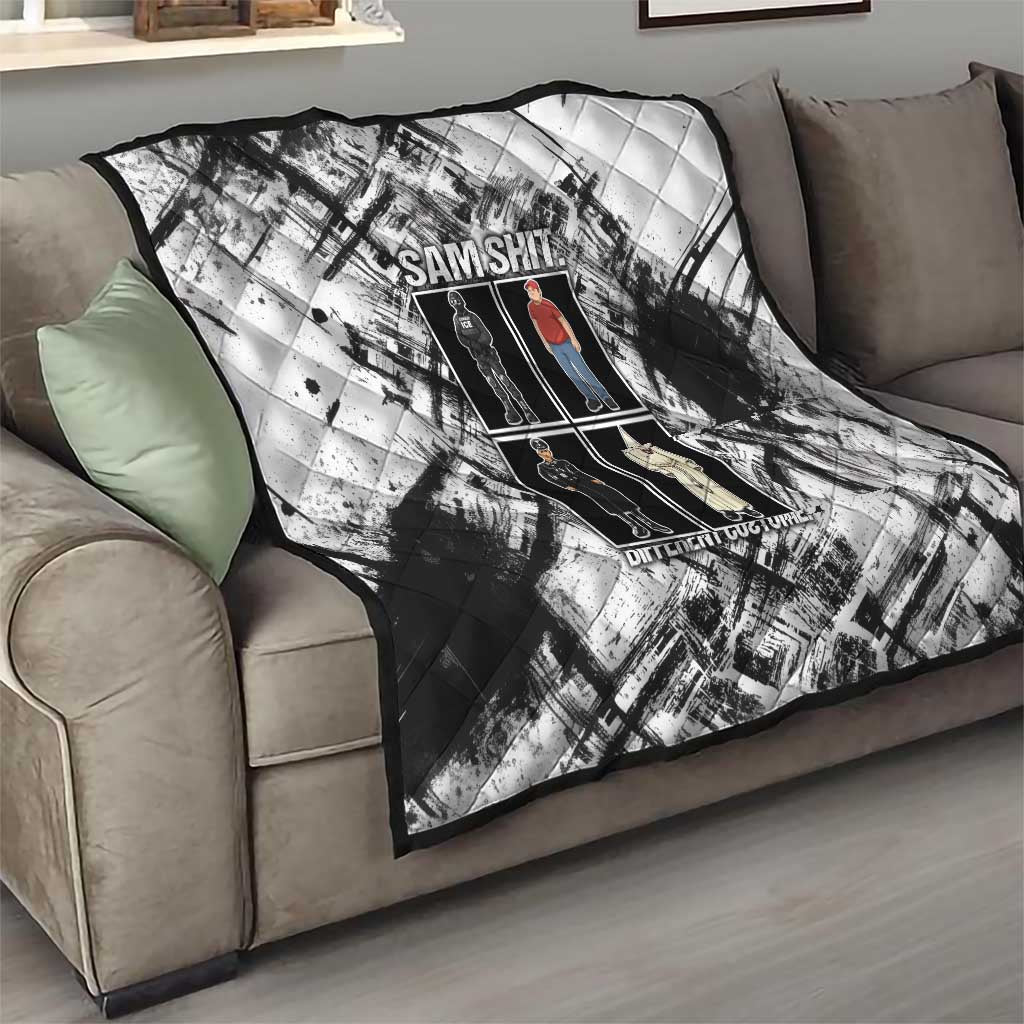 Same Shit Different Costume Quilt Monochrome Gritty Texture