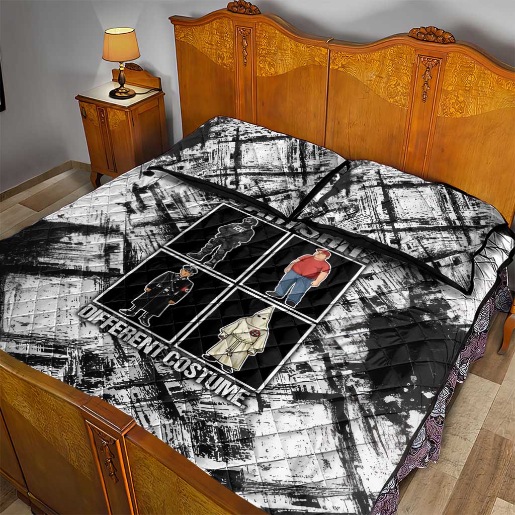 Same Shit Different Costume Quilt Bed Set Monochrome Gritty Texture