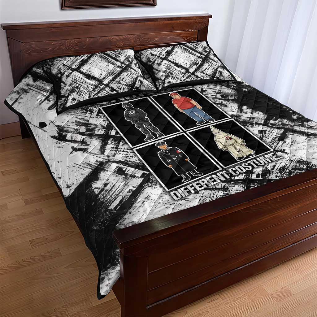 Same Shit Different Costume Quilt Bed Set Monochrome Gritty Texture