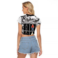 Same Shit Different Costume Raglan Cropped T Shirt Monochrome Gritty Texture