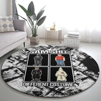 Same Shit Different Costume Round Carpet Monochrome Gritty Texture
