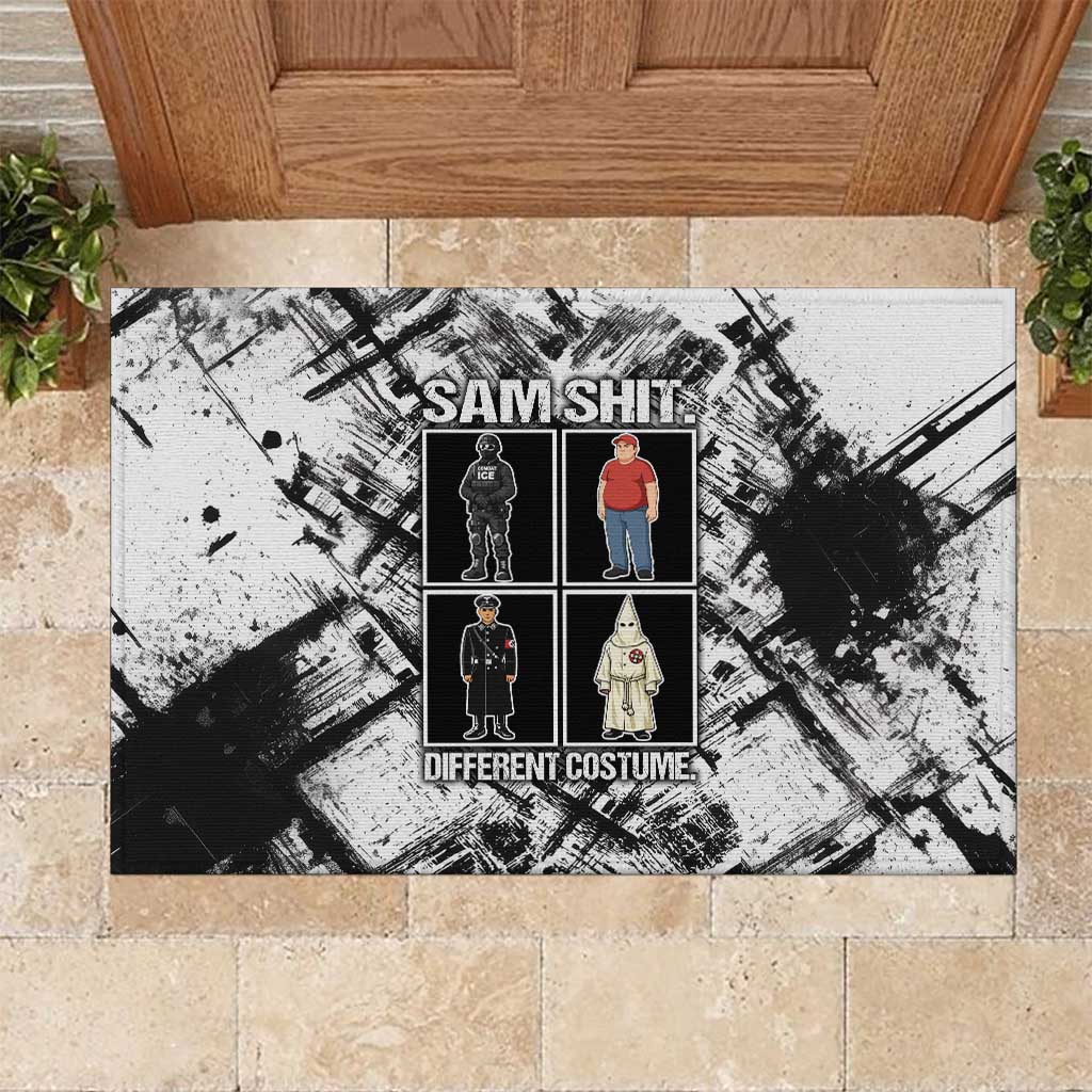 Same Shit Different Costume Rubber Doormat Monochrome Gritty Texture