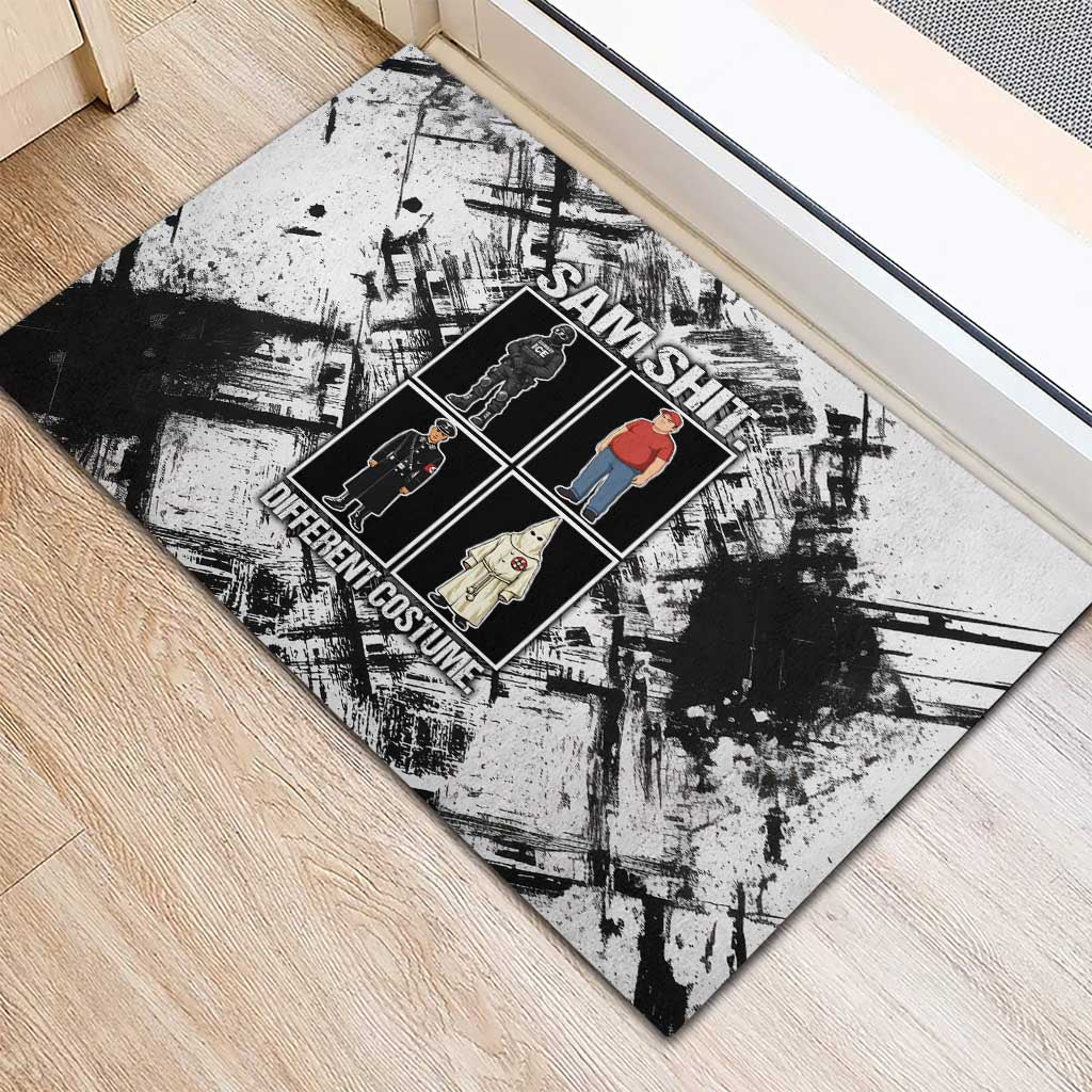 Same Shit Different Costume Rubber Doormat Monochrome Gritty Texture