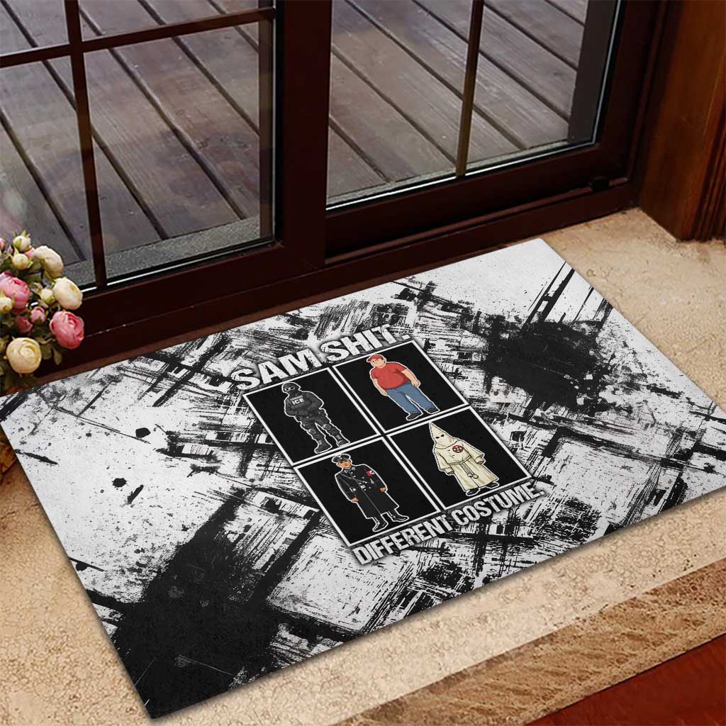 Same Shit Different Costume Rubber Doormat Monochrome Gritty Texture