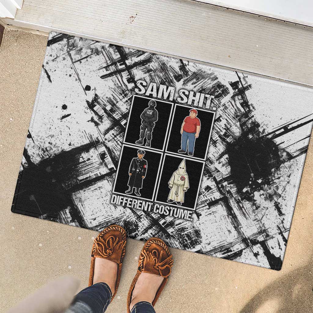 Same Shit Different Costume Rubber Doormat Monochrome Gritty Texture