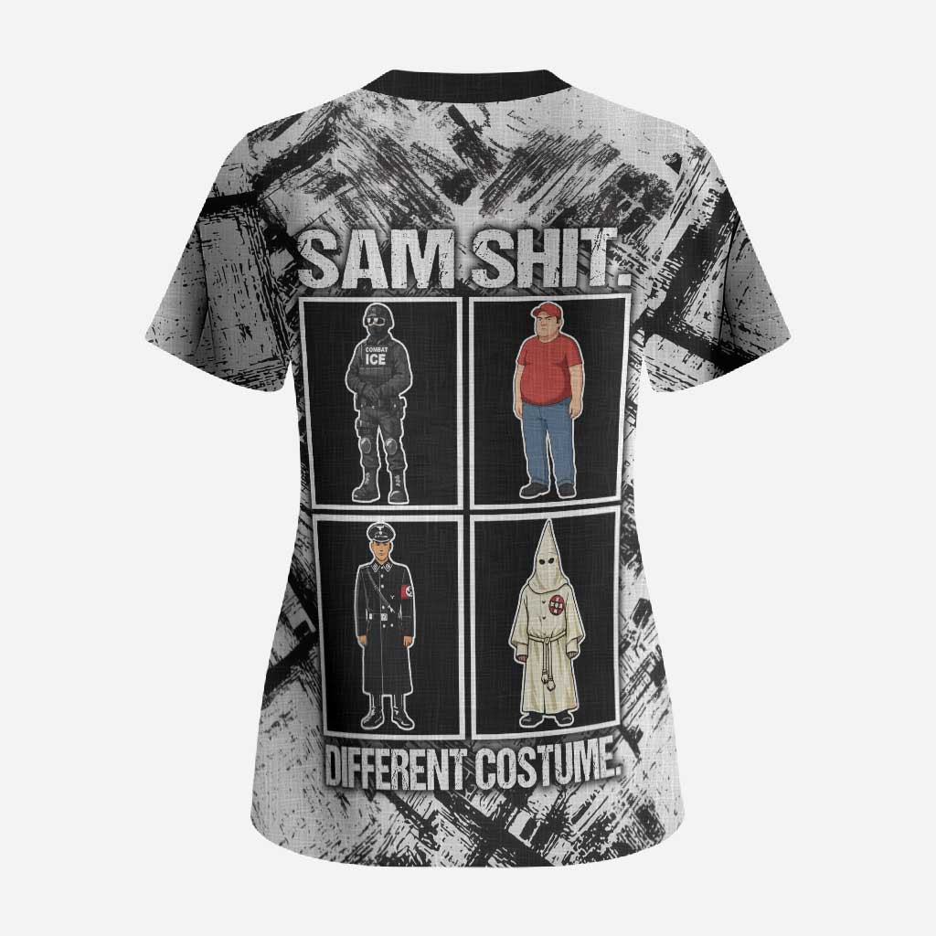 Same Shit Different Costume Scrub Top Monochrome Gritty Texture