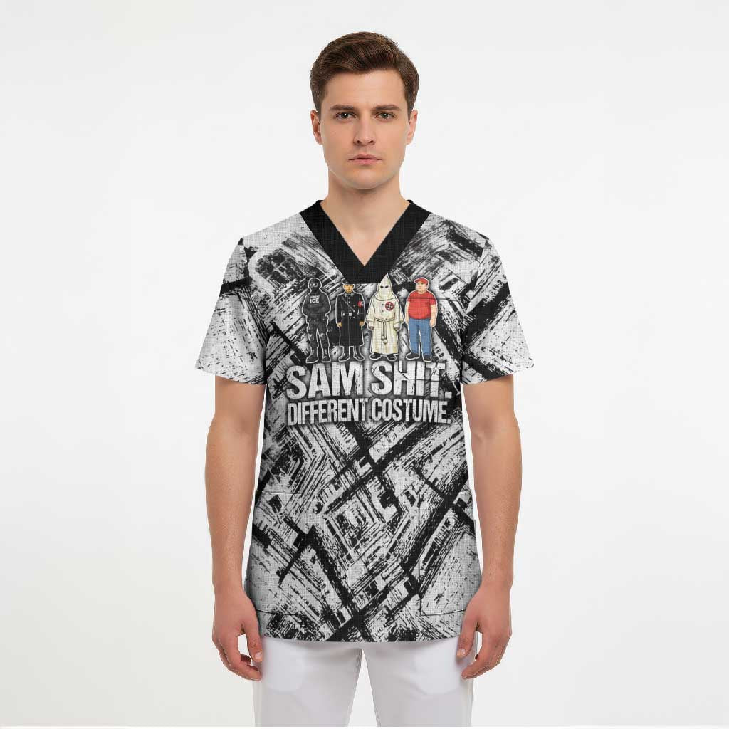 Same Shit Different Costume Scrub Top Monochrome Gritty Texture