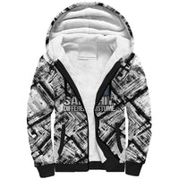 Same Shit Different Costume Sherpa Hoodie Monochrome Gritty Texture
