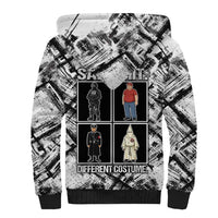 Same Shit Different Costume Sherpa Hoodie Monochrome Gritty Texture