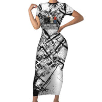 Same Shit Different Costume Short Sleeve Bodycon Dress Monochrome Gritty Texture