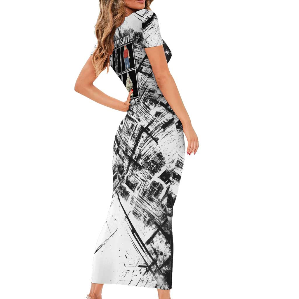 Same Shit Different Costume Short Sleeve Bodycon Dress Monochrome Gritty Texture