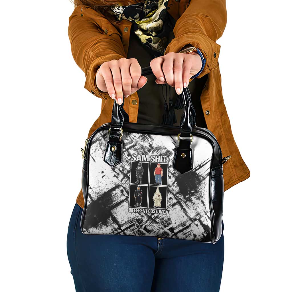 Same Shit Different Costume Shoulder Handbag Monochrome Gritty Texture