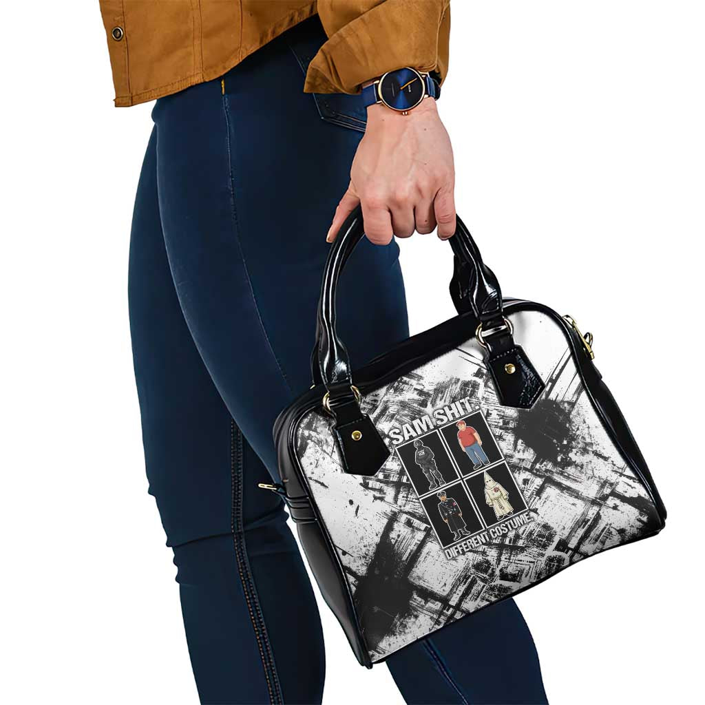 Same Shit Different Costume Shoulder Handbag Monochrome Gritty Texture