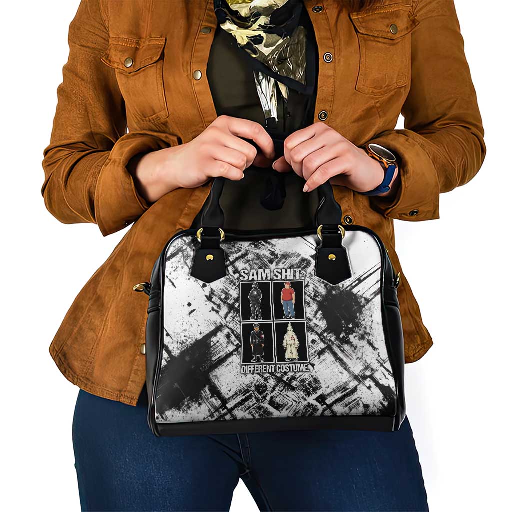 Same Shit Different Costume Shoulder Handbag Monochrome Gritty Texture