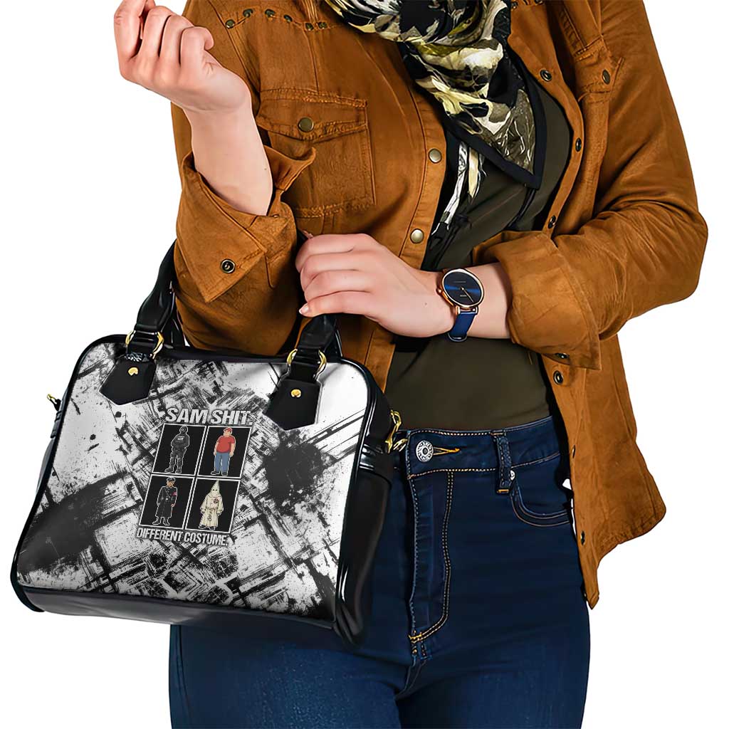 Same Shit Different Costume Shoulder Handbag Monochrome Gritty Texture