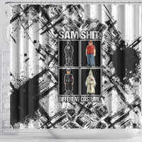 Same Shit Different Costume Shower Curtain Monochrome Gritty Texture
